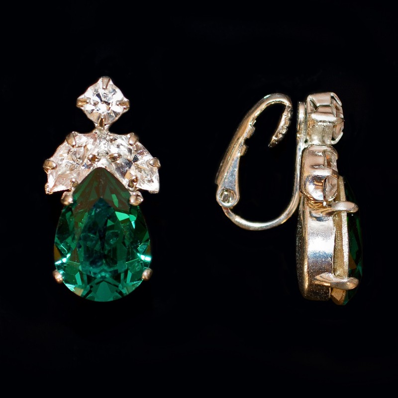 Emerald clip on earrings